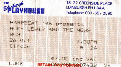 Huey Lewis And The News - Oct '86